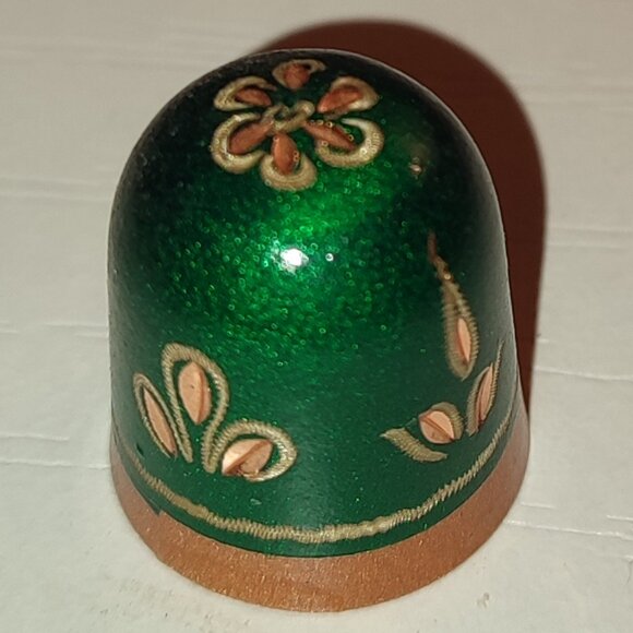 Flower Copper Thimble Vintage Floral Design Collectible Metal - Picture 1 of 8